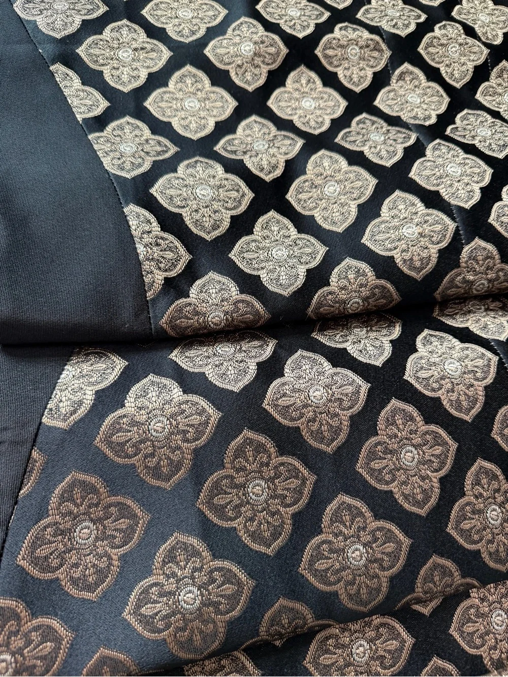 Classic Home Tag on Black and Gold Jacquard Fabric Valance